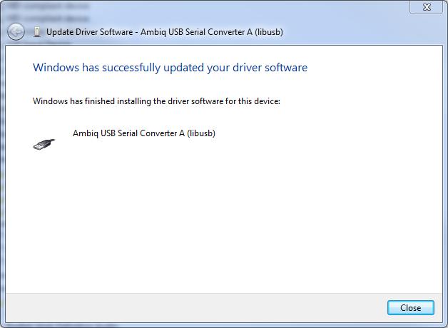 Figure 64: Successful Driver Installation Windows