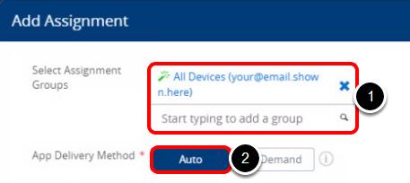 Set the Assignment Group as All Devices @ your