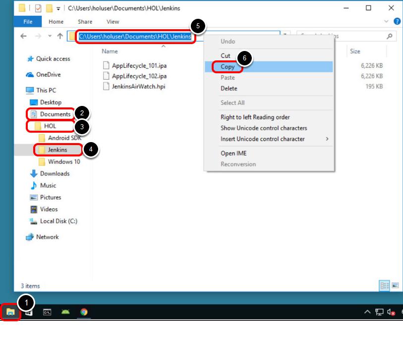 Copy the file path from Windows Explorer 1. Click on the icon to launch Windows Explorer. 2. Click on Documents. 3.