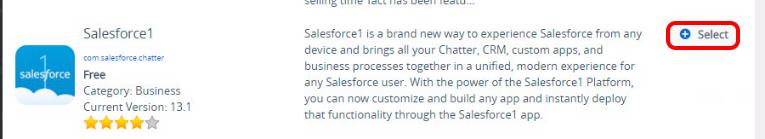 Search for Salesforce1 1. Select Platform as Apple ios 2.