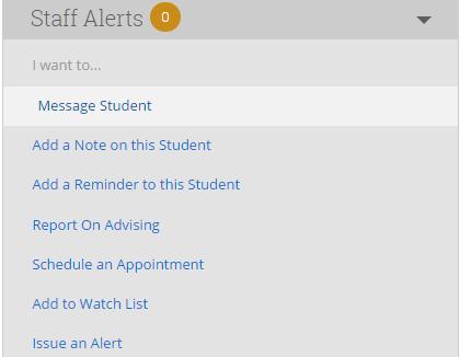 Issuing Alerts SSC-Campus can issue Alerts when an advisor identifies one of his/her students as at-risk.