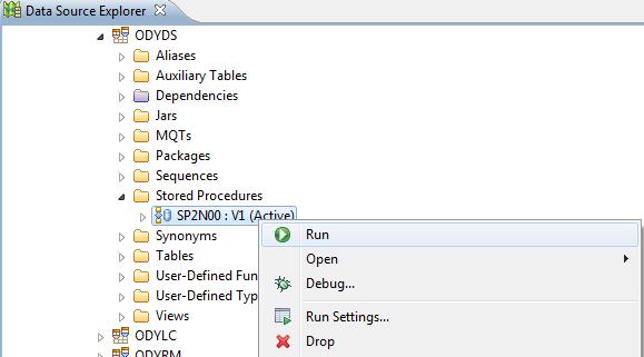 Running a Stored Procedure Running a Stored Procedure You can run any stored procedure by navigating to it in the Schema folder in the Data Source Explorer.