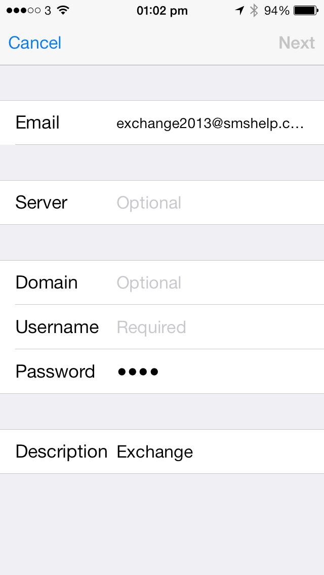 Enter the email address of the mailbox you re setting up, the password you chose and tap next.
