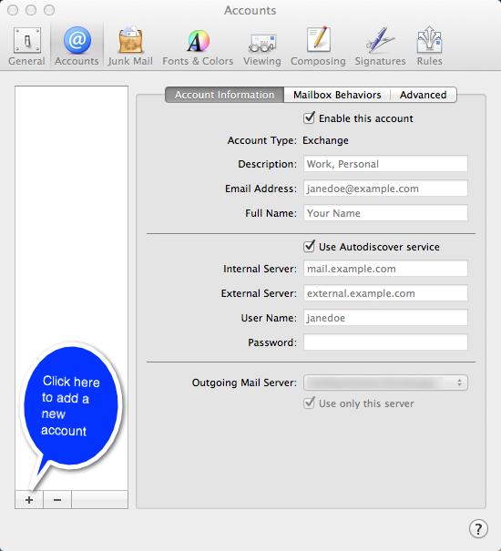 Basic mailbox (imap/pop3/smtp) Setup Apple mail