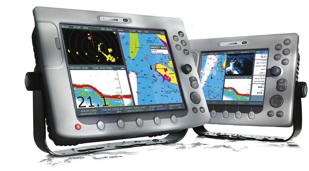 E120 12.1 Display E80 8.4 Display 9-10 Chartplotter Information rich Navionics vector cartography combined with satellite differential GPS.