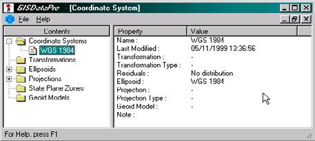 Property-View Window Database information such as Project Properties may be listed in a Property-View. The information is listed in two columns.