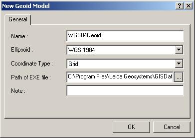4.3 Coordinate System Management (continued) Geoid Models The Geoid Model can be filled in by using existing files provided by GIS DataPRO.