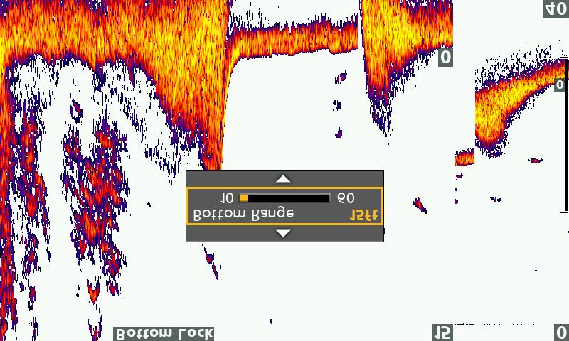 Adjust Sonar Zoom View Display Settings Turn on/off Bottom Lock Use Bottom Lock and Bottom Range to focus on the bottom and control how much of the water column is shown in Sonar Zoom View.