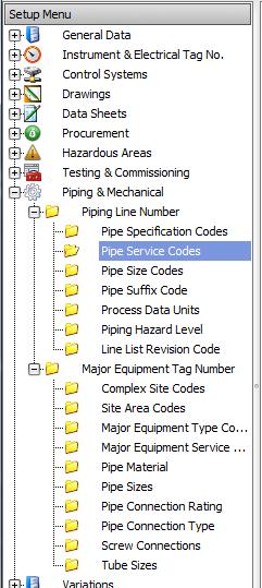 SETUP TAG PART DATA The items in the drop down lists used to create a tag number can be edited in the setup section of the Design program.