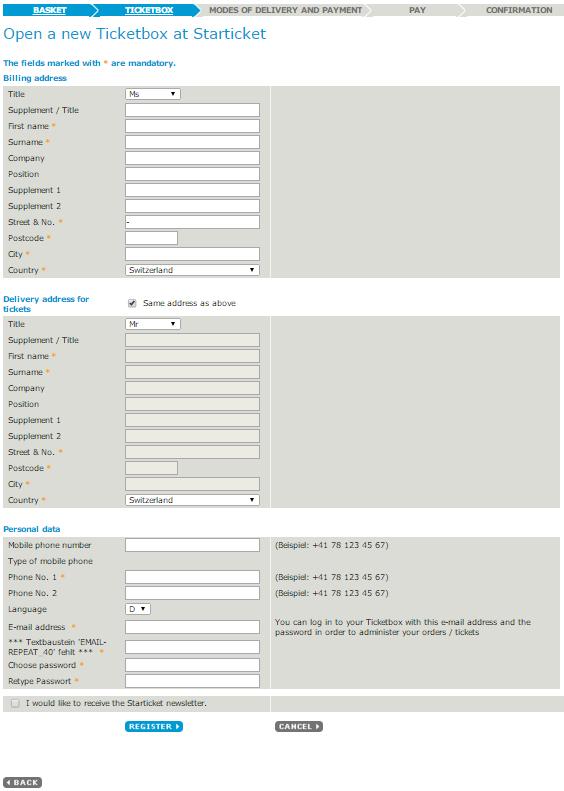 7.1 Registration / Set up Ticketbox Check your data and/or add information