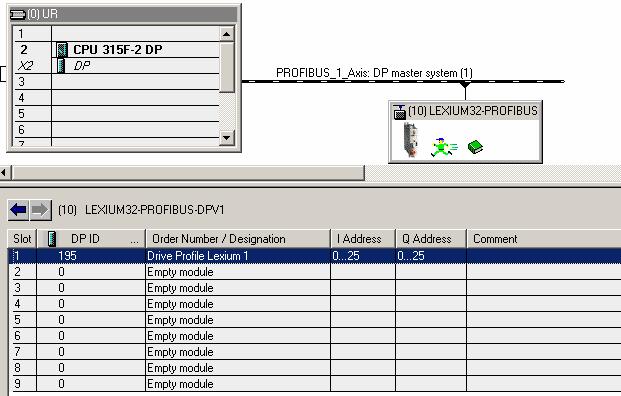 Next, you must insert the communication block, in order to define the input and output addresses for the parameter and process data channels.