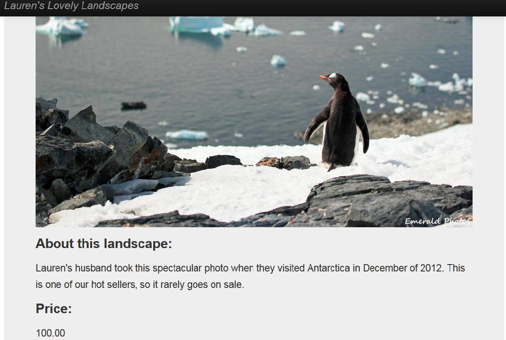 Click Anarctica to display the information about that print. You just deployed a working web application to the cloud!