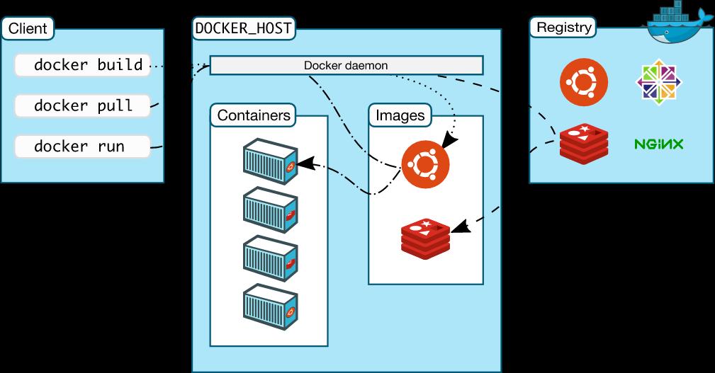 Docker Architecture Docker daemon Lives on the host Responds to docker commands Docker daemon