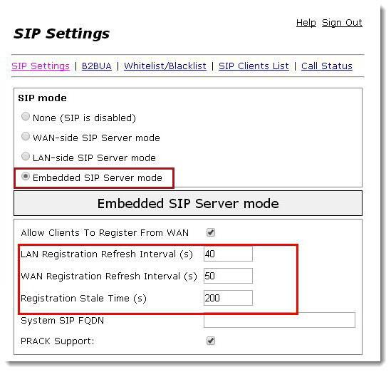 Figure 2 SIP Settings Configuration Page 3.