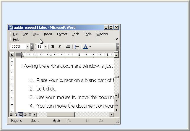 You can easily size the Word window on your desktop. Try having the document you are working on close to full size, and your outline or notes behind it. 1. Make sure your window is in reduced mode. 2.