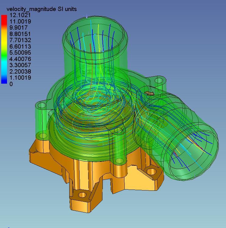 Impeller/Pump Flow Rate and Housing FSI Analysis (MPIC 2016) Impeller, pump and fan blade designs are an important part of CFD application, and this is an realistic model from an actual model.