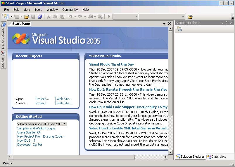 CST8152 Compilers Creating a C Language Console Project with Microsoft Visual Studio.Net 2005 The process of creating a project with Microsoft Visual Studio 2005.