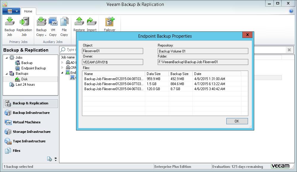 Viewing Veeam Endpoint Backup Statistics You can view statistics about Veeam Endpoint backups. To view Veeam Endpoint backup statistics: 1.