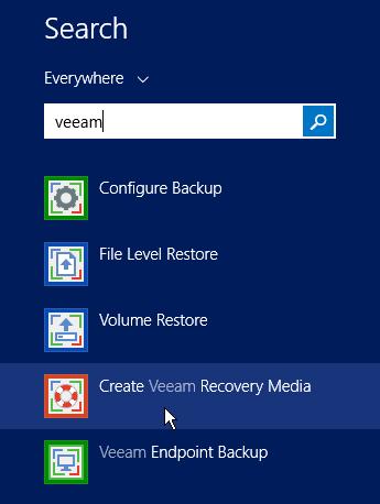 Click Finish. Veeam Endpoint Backup will automatically launch the Create Veeam Recovery Media wizard.