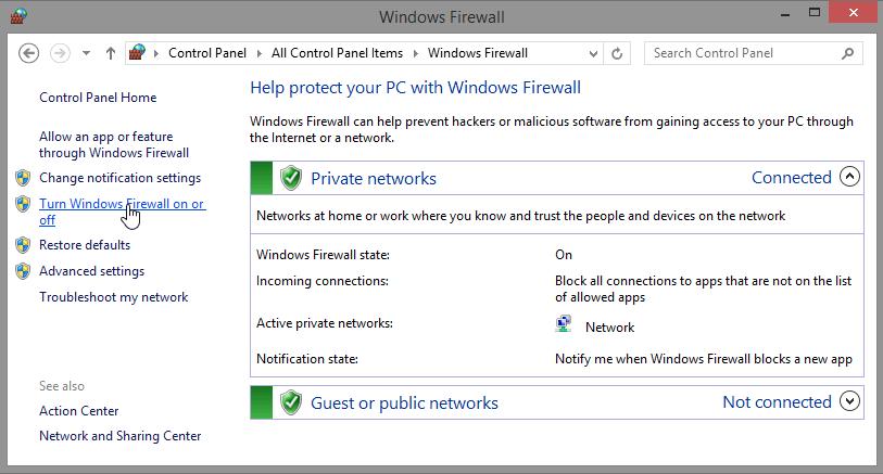 Step 3: Check the firewall settings on PC 2. a.