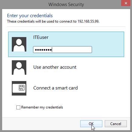 d. The Windows Security window opens.