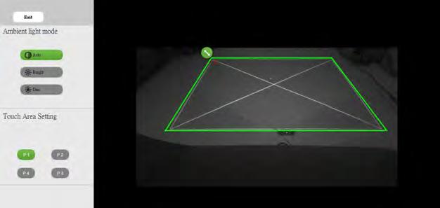 Step 7: Touch Area Setting Remark: The captured image shows the camera view, which is reversed from the projection image.