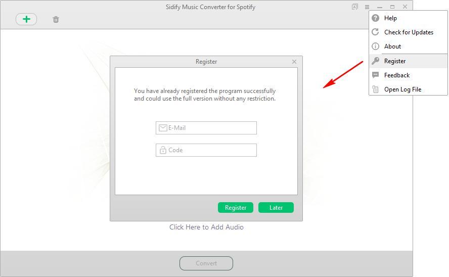 PURCHASE & REGISTRATION Purchase Windows Version of Sidify Music Converter for Spotify Register Windows version of Sidify Music Converter for Spotify Purchase Sidify Music Converter Windows version