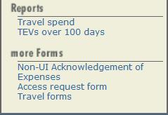 Reports and More Forms Users can generate a travel spend summary report for you, your travelers, or your Org/Dept.