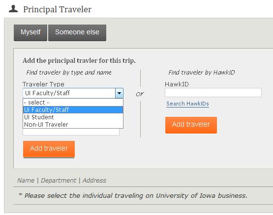 Click Add traveler, a list of all who match the criteria you listed will be returned.