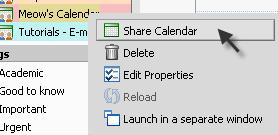 Creating a Share Share Properties Menu The Share Properties menu allows you to customize your options for sharing your calendar, including: User types (Internal, External or Public) Role (Viewer,