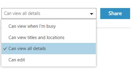 Share Calendar Option If you select Share option from Calendar view you will be prompted to send a sharing invitation via email (you will enter the user s email address).