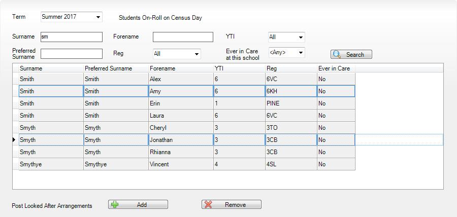 03 Producing the School Census Summer Return 3. Use the Students On-Roll on Census Day search criteria to locate the additional pupils you wish to record as having PLAA.