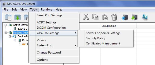 Configuring OPC UA Settings You should configure OPC UA settings before connecting an OPC UA client to