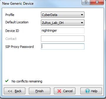 Creating a Generic SIP Device on the MX for Night Ring Capabilities 8 Figure 3. New Generic Device 3. Make sure that the following options are selected. Table 3.