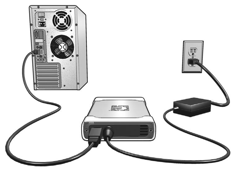Installing the Drive 1. Turn on your computer. 2. Connect the AC adapter and USB cable. 3. Drive utilities are installed automatically.