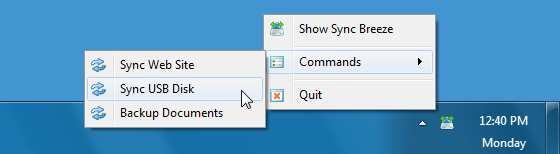 4.14 Using the System Tray Icon Background file synchronization operations are especially useful when configured to automatically synchronize one or more directories at specific time intervals.