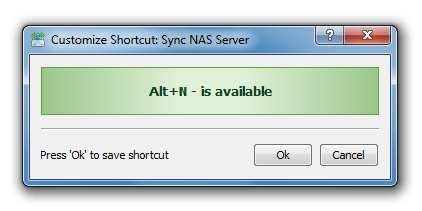 In order to set a custom keyboard shortcut for a file synchronization command, select the command item, press the right mouse button and select the 'Set Keyboard Shortcut' menu item.