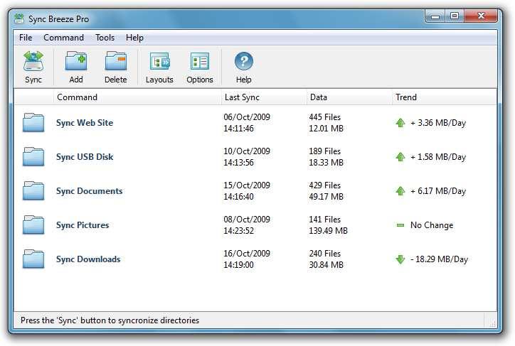 4.25 SyncBreeze GUI Layouts In order to improve GUI usability, the SyncBreeze main GUI application provides three userselectable GUI layouts.