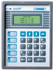 UniOP CP01R-04 Compact HMI devices with 5 function keys, numerical keypad and 20 characters display.