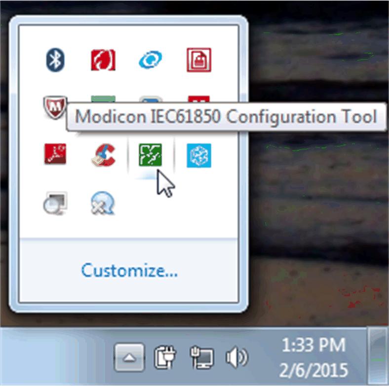 Configuring the 140 NOP 850 00 Module Exiting the Modicon IEC61850 Configuration Tool When you close the Modicon IEC61850 Configuration Tool and Unity Pro, it continues to run in the background on