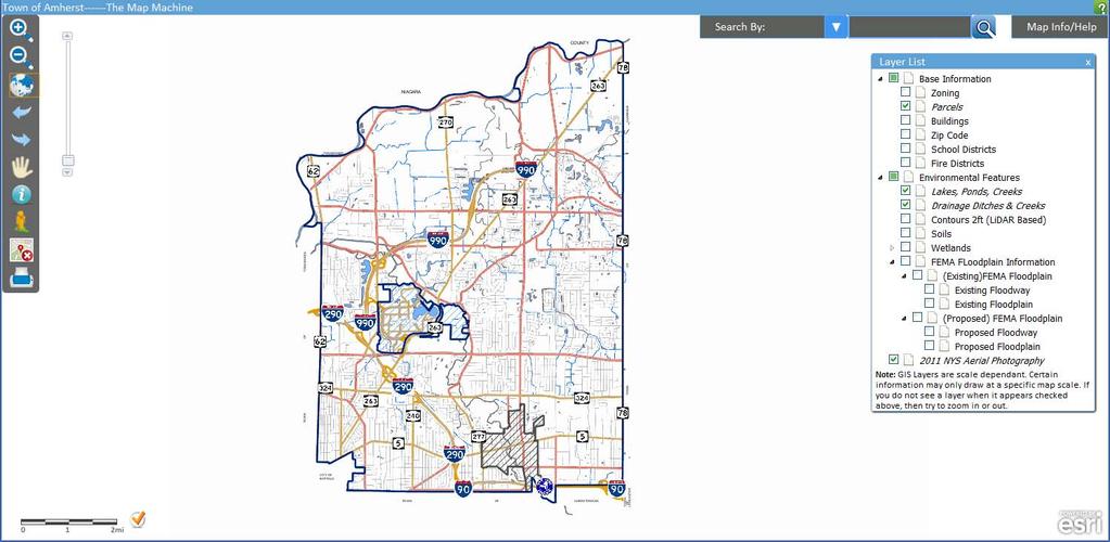 Town of Amherst, NY GIS Map Machine User Guide Toolbar