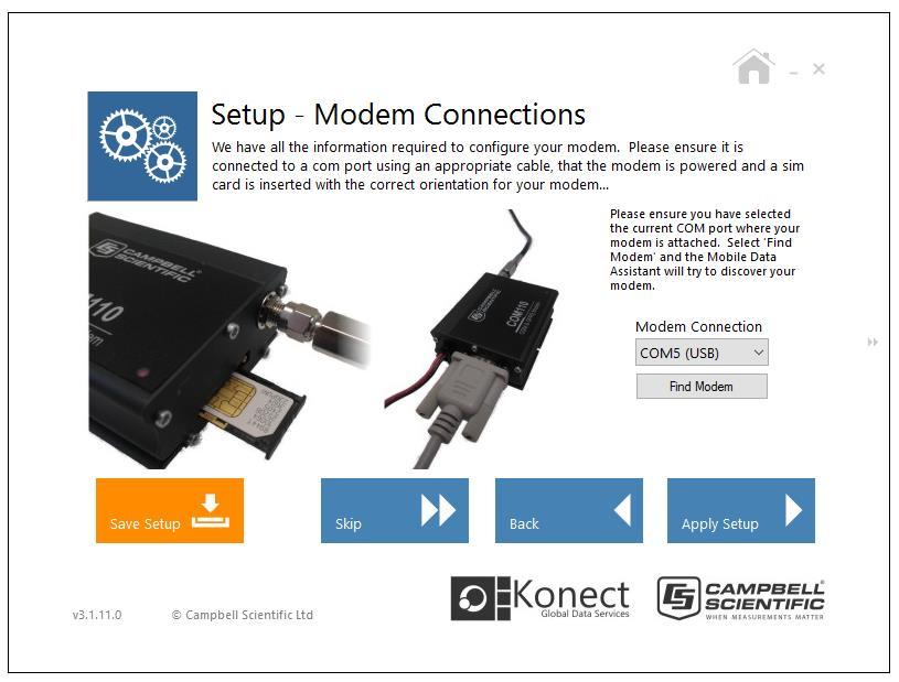 CS-3G Digital Transceiver Kits (including the COM111 modem) are shown for some loggers, e.g. control ports and the CR6 RS232/CPI port but these need cables not supplied in the CS-3G kits.