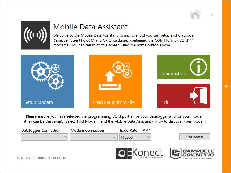 Using with Campbell Scientific Dataloggers Setup Modem Connections After entering your settings this gives you the options of saving the previously selected and entered settings to a file for repeat
