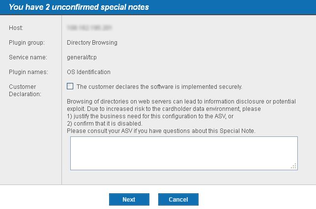 Address the issue or confirm that the security notes are taken care by selecting the check box and click 'Next'.