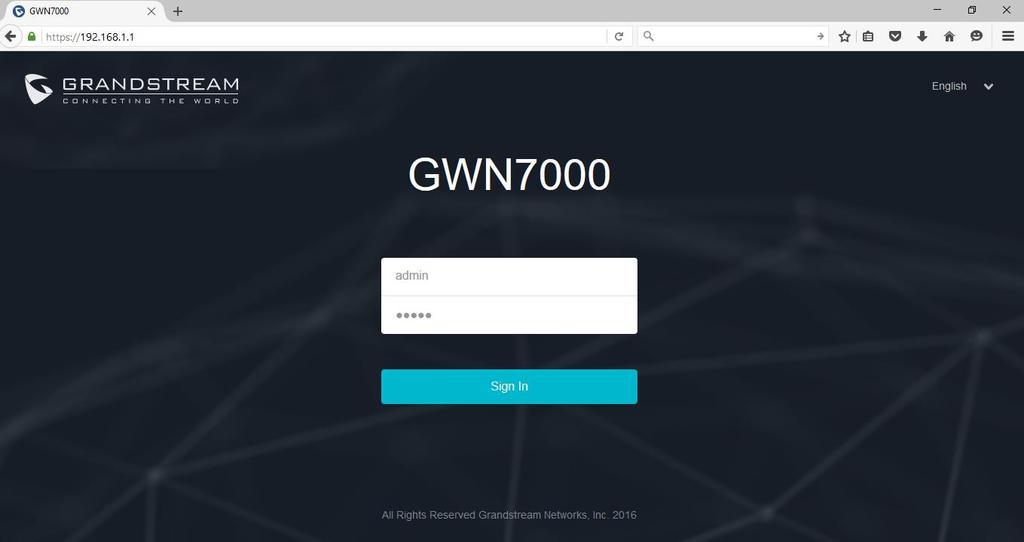 Figure 3: GWN7000 Web GUI Login Page To access the Web GUI: 1. Connect a computer to a LAN Port of the GWN7000. 2.
