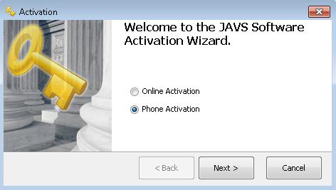 The JAVS help desk will then provide you with the appropriate activation code for your particular system.