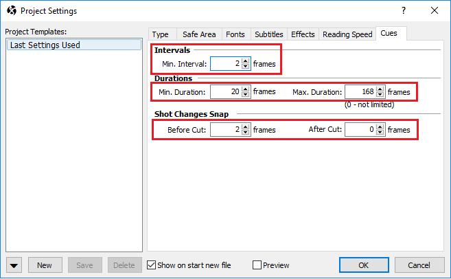 1.7. Cues And finally, you may need to verify the contents of the Cues menu and define what the Min.
