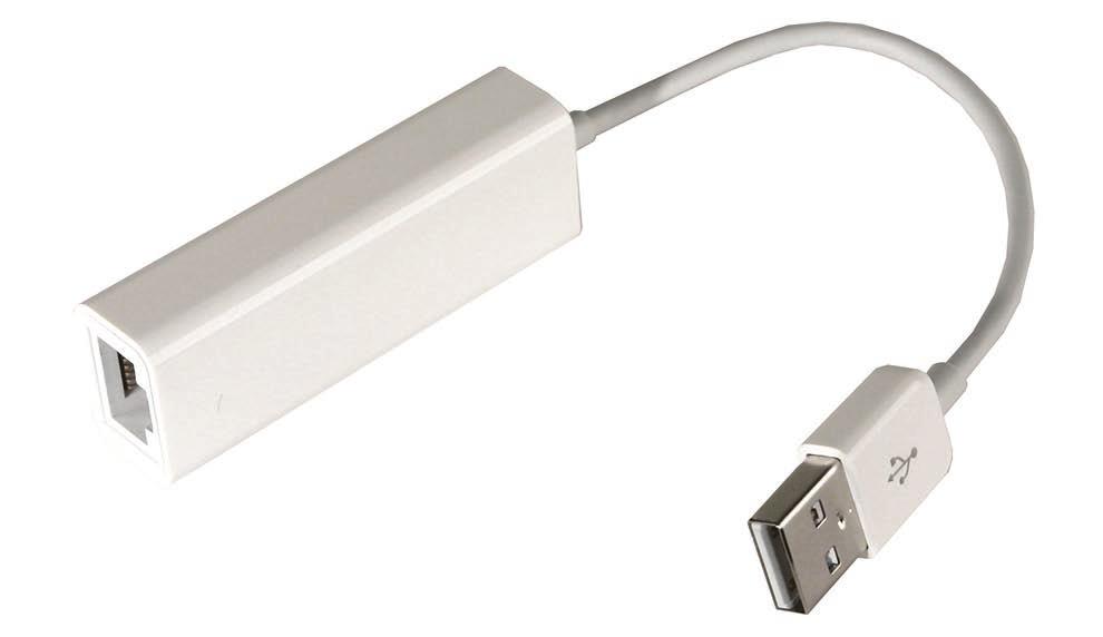The USB Ethernet Adapter was sold separately for the original and Late 2008 models, but was included with the Mid 2009 model. The adapter looks similar to the Apple USB modem.