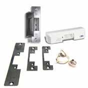 Rex request-to-exit detector, door contact, electric door strike and 3 polished stainless steel door latch faceplates for aluminum and wood door frames.