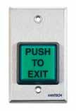 The green button is labelled push to exit and can be mounted next to a door.